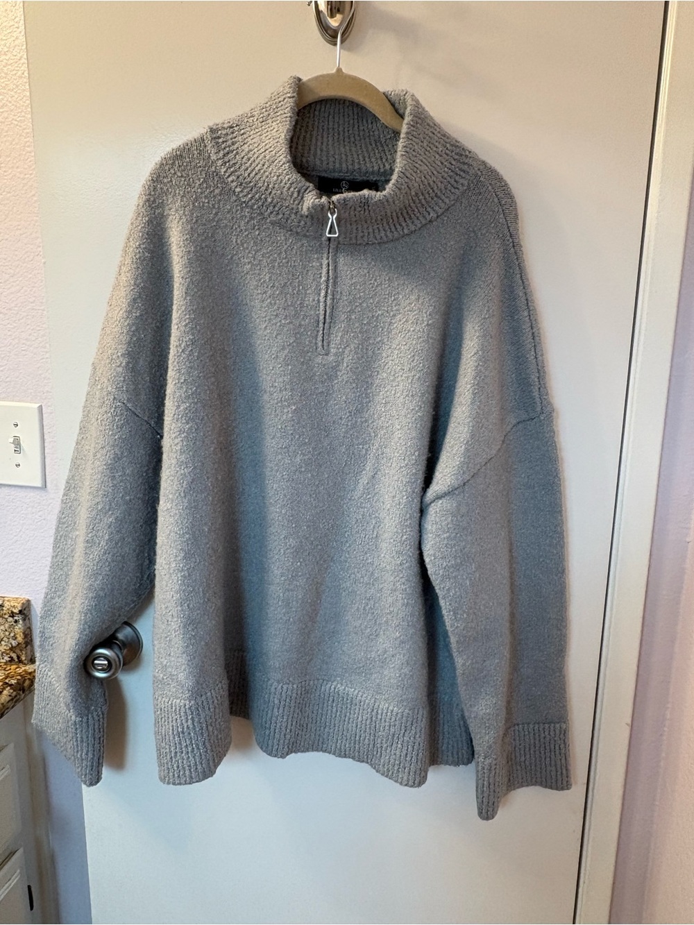 XL Lillusory Half-Zip Funnel Neck Sweater - Gray PTP 29-26/L 30
